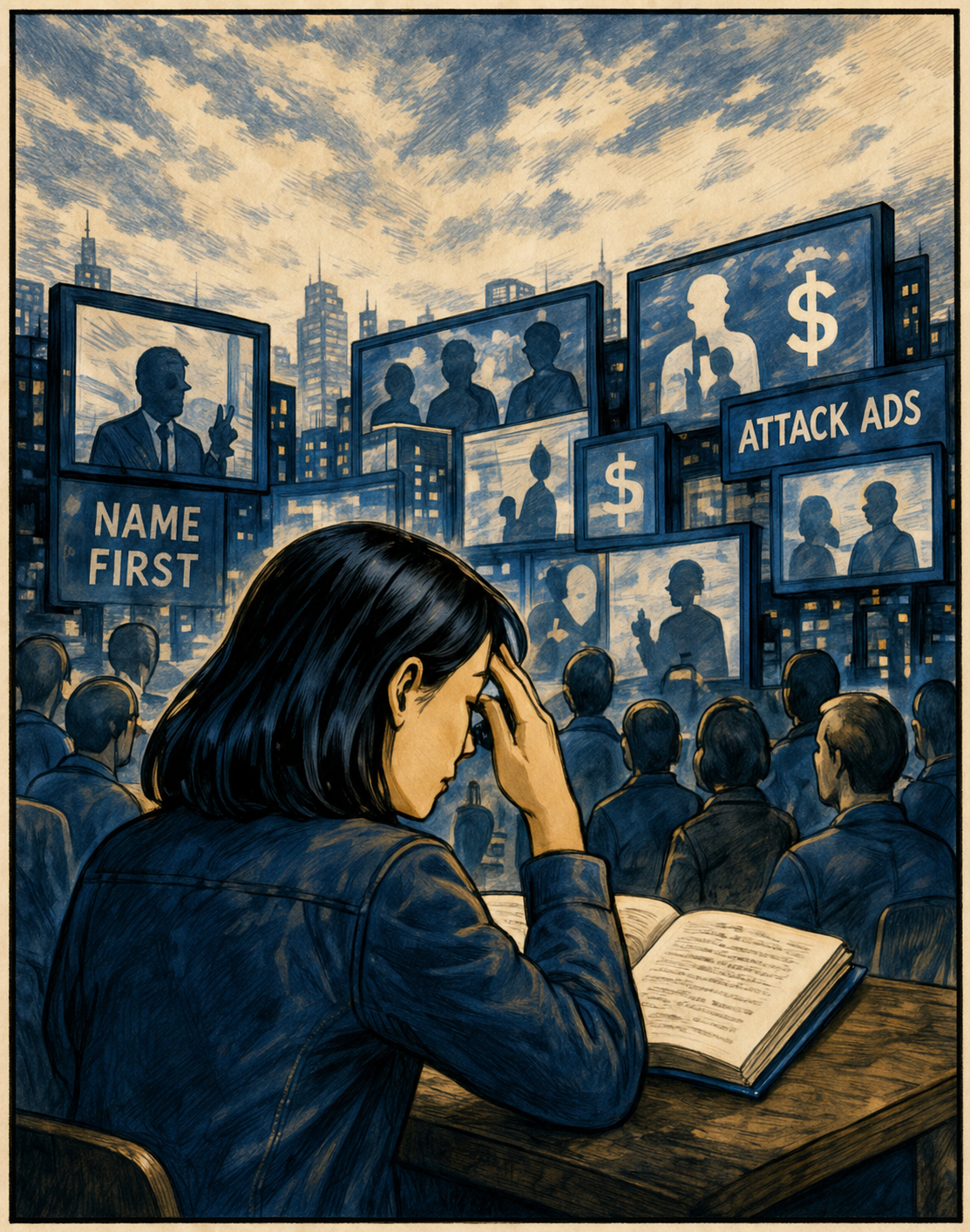 A wall of campaign ads and a name she keeps seeing