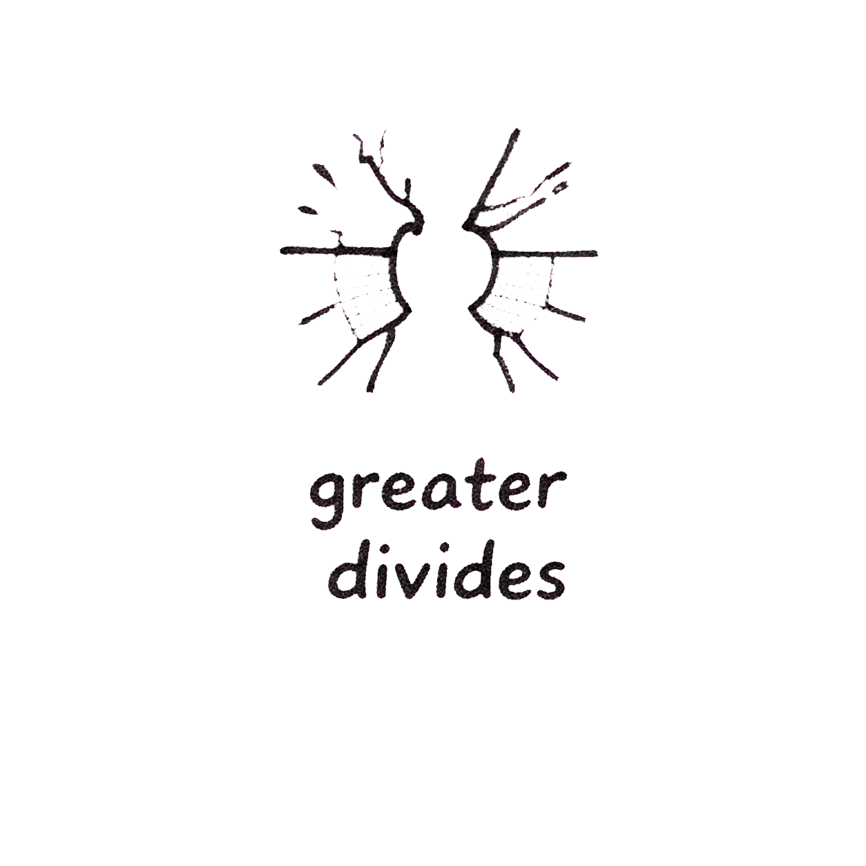 Icon of a splitting circle representing greater divides.